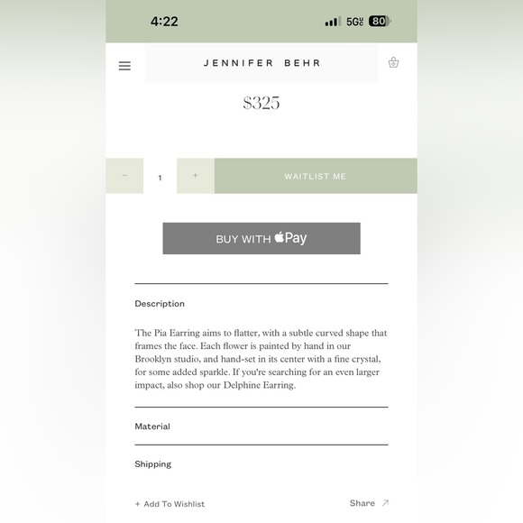 Jennifer Behr Pia Earring (sold out) - Picture 5 of 5